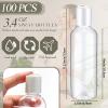 Roshtia 100 Pcs 3.4 oz Travel Bottles for Toiletries Clear Plastic Travel Size Containers Leak Proof Empty Refillable Liquid Containers Squeezable for Lotion Face Cream Shampoo Essential Oil (White) view 2