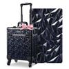 BYOOTIQUE Rolling Makeup Train Case on Wheels Large Cosmetic Travel Organizer Eyelash Storage Box for Nail Tech Beauty Salon Manicurist Barbershop,Mermaid Black view 1