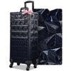 BYOOTIQUE 4in1 Rolling Makeup Train Case on Wheels Large Cosmetic Travel Organizer Eyelash Storage Box for Nail Tech Beauty Salon Manicurist Barbershop,Mermaid Black view 1