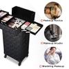 BYOOTIQUE 4in1 Rolling Makeup Train Case on Wheels Large Cosmetic Travel Organizer Eyelash Storage Box for Nail Tech Beauty Salon Manicurist Barbershop,Mermaid Black view 2