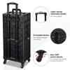 BYOOTIQUE 4in1 Rolling Makeup Train Case on Wheels Large Cosmetic Travel Organizer Eyelash Storage Box for Nail Tech Beauty Salon Manicurist Barbershop,Mermaid Black view 4