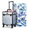 BYOOTIQUE Rolling Makeup Cart on Wheels False Eyelash Storage Nail Tech Carrying Organizer Box for Nail Artist Beauty Studio Barbershop Hairstylist,Mermaid Silver view 1