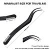 2 in 1 Lash Extension Tweezers with Comb, Stainless Steel Elbow Eyelash Extension Tweezers, Eyelash Tweezers for Lash Extensions, Precise Eyebrow Tweezers Tool for DIY False Eyelashes Clusters, Black view 4