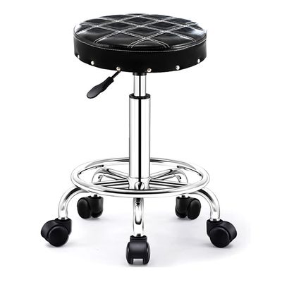 Rolling Shop Stool with Wheels, Swivel Salon Stool Chair Adjustable Drafting Stool,Work Bench Stool, Massage Spa Tattoo Photography Stool with 2-Layer Sponge Wider S BlackBlack