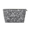 Fores Gold Leather Travel Toiletry Bag - Versatile Silver Sequin Sparkle Pattern Cosmetic Makeup And Accessories Organizer, Zipper Pouch view 1