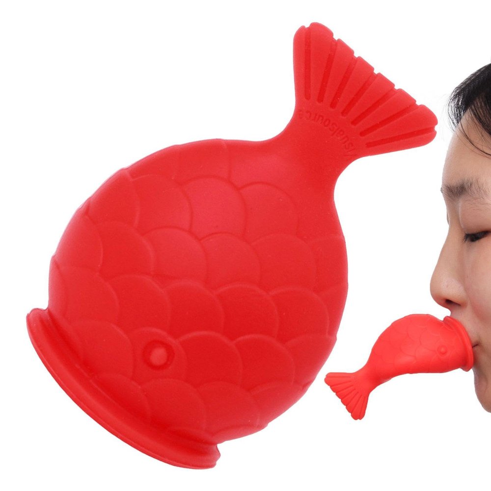 NinthAvenue Basics Lip Enhancer Plumper Device,lip plumper device,fish lip plumper,Natural Pout Mouth Beauty Tool With Fish Design,Silicone Filler Plumper For Sexy Mouth, Natural Pout For Girls And Women, Red