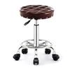 SGeneE Round Rolling Swivel Stool with Wheels and Thicker Comfortable Seat, Adjustable Height PU Leather Stool Office Shop Stool with Footrest Massage SPA Hairdressing Stoo BlackBrown view 1