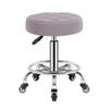 SGeneE Swivel Massage Salon Stool with Footrest, Round Rolling Stool Beauty Spa Chair, Adjustable Height PU Leather Bar Stool for Hairdressing Manicure Tattoo Barber Hairdr GreyA view 1