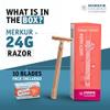 MERKUR 24G Safety Razor For Women with 10 Double Edge Blades | Extra Long Handle | Three-piece Razor | Straight Cut | Rose Gold Finish | Made in Germany view 2