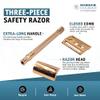 MERKUR 24G Safety Razor For Women with 10 Double Edge Blades | Extra Long Handle | Three-piece Razor | Straight Cut | Rose Gold Finish | Made in Germany view 3