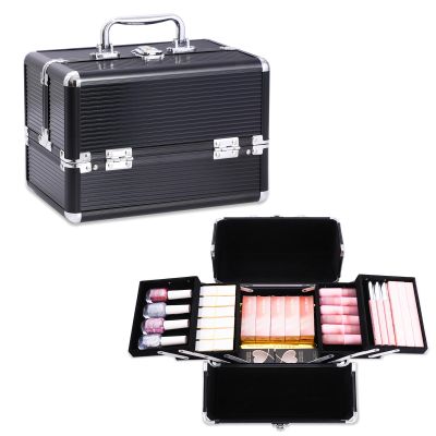 Buanson Cosmetic Train Cases,6.69""x6.69""x9.84"" (Black)