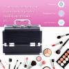 Buanson Cosmetic Train Cases,6.69""x6.69""x9.84"" (Black) view 2