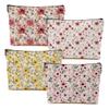 DHKG 4 Packs Watercolor Pink Yellow Flowers Makeup Bag Floral Cosmetic Bag Friend Friendship Gifts for Women Girls Bestie Botanical Travel Organizer Zipper Pouch Christmas Thanksgiving Birthday Gifts view 1