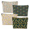 4 Packs Cute Flowers Makeup Bag Floral Wildflower Cosmetic Bag Friend Friendship Gifts for Women Girls Sister Coworker Botanical Travel Organizer Zipper Pouch Christmas Thanksgiving Birthday Gifts view 1