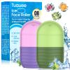 2Pcs Ice Roller for Face, Ice Face Roller, Reusable Silicone Ice Mold for Face, Facial Beauty Ice Roller Skin Care Tools for Shrink Pores Anti Wrinkle Reduce Puffiness (Green + Purple) view 1