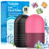 2Pcs Ice Roller for Face, Ice Face Roller, Reusable Silicone Ice Mold for Face, Facial Beauty Ice Roller Skin Care Tools for Shrink Pores Anti Wrinkle Reduce Puffiness (Black + Rose) view 1