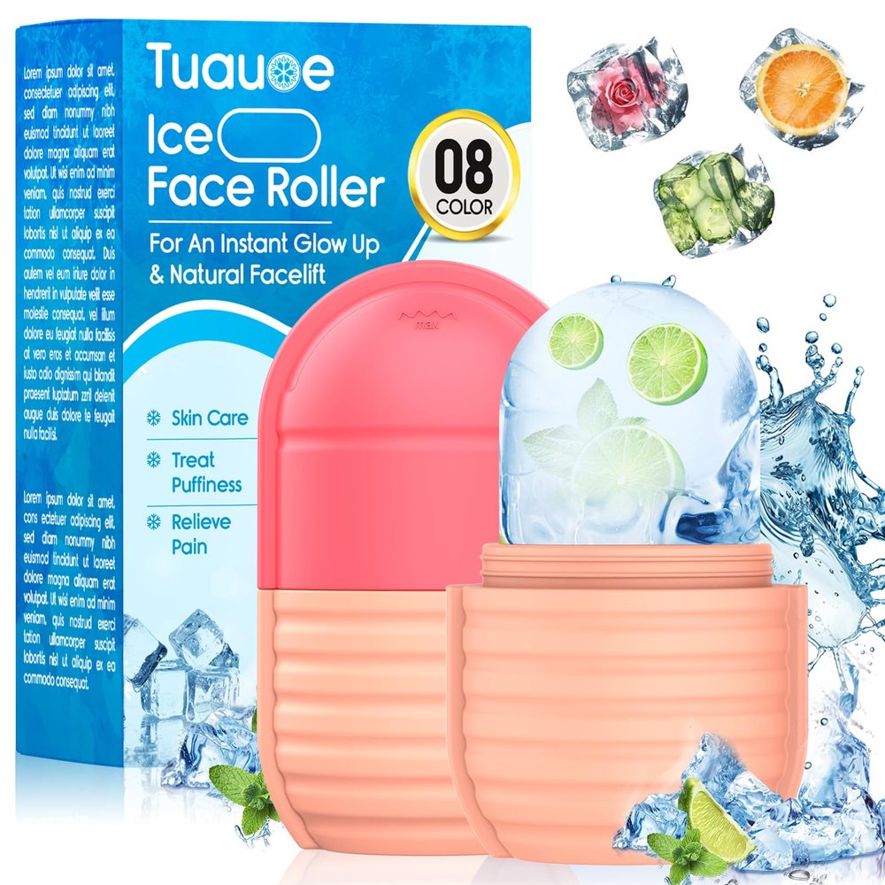 1Pcs Ice Roller for Face, Ice Face Roller, Reusable Silicone Ice Mold for Face, Facial Beauty Ice Roller Skin Care Tools for Shrink Pores Anti Wrinkle Reduce Puffiness (Pink)