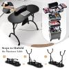 Faquenc Foldable Nail Table Manicure Desk with Dust Collector + 4 in 1 Rolling Makeup Train Case for Mobile Stylist Artists Nail Salon Cart Trunk Black view 3