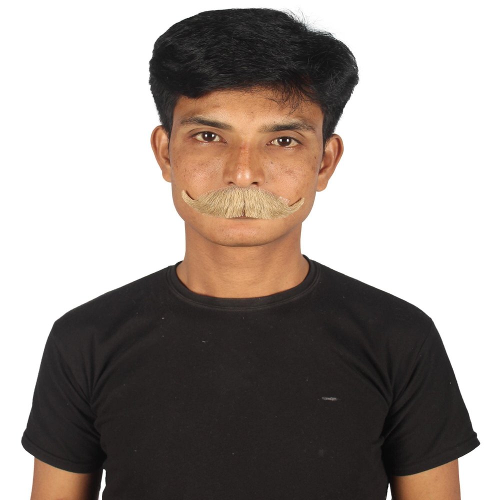 HPO Adult Men's Realistic Fake Imperial Human Hair Mustache, Cosplay Hair, Mixed Blonde Color