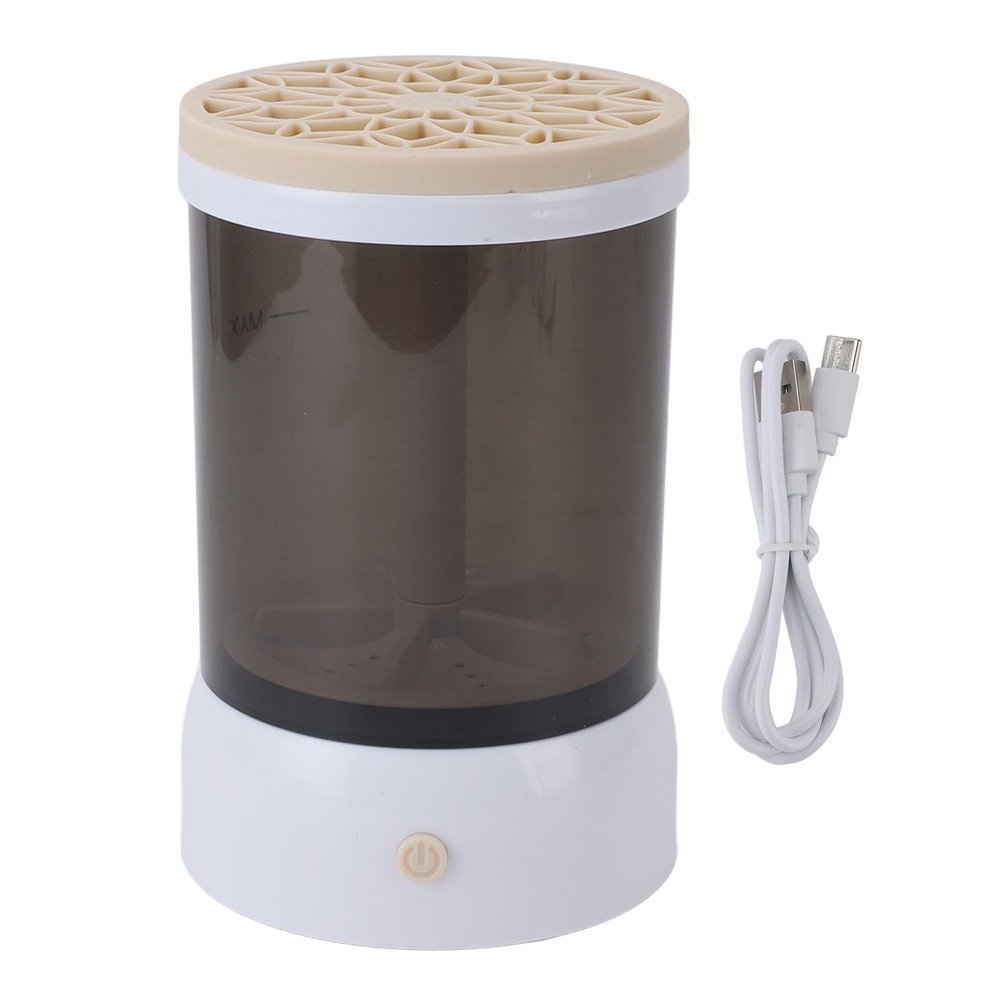 Kuuleyn Makeup Brush Cleaner, Electric Makeup Brush Cleaner, Machine USB Visible Quick Dry, Automatic Portable Electric Cosmetic Supplies Cleaner for All Size Makeup Brushes (Khaki)