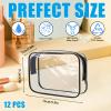 12 Pcs Clear Makeup Bag PVC Waterproof Zippered Clear Cosmetic Toiletry Makeup Carry Pouch for Women Men Vinyl Plastic Organizer Case for Vacation Bathroom (Small, Black) view 2