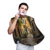NOUZU Italian Old Street Print Beard Bib Apron For Men, Beard Hair Catcher For Men Shaving Trimming,Beard Cape Cloth, Black view 1