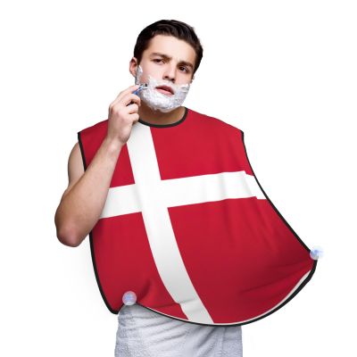 NOUZU Danish Flag Print Beard Bib Apron For Men, Beard Hair Catcher For Men Shaving Trimming,Beard Cape Cloth, Black