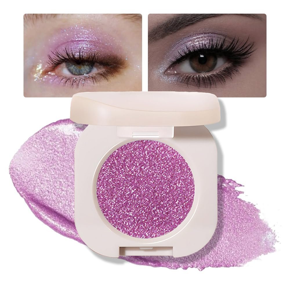 CAKAILA Single Purple Shimmer Sparkly Eyeshadow,Bright Intense Monochrome Eye Shadow,Apply Makeup Easily,Matte Pressed Powder Single Eyeshadow,24 Hour Eye Makeup Longwear Waterproof