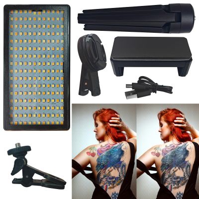 LED Rechargeable Tattoo Fill Light - Tattoo Photography Aid - 192 Lamp Beads, Circular Polarizer Filter, Kit