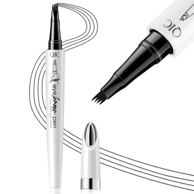 Atnadov Eyebrow Pen Waterproof Eyebrow Pencil Natural Simulation Eyebrow Pencil for women's professional makeup with 4 Fork Tip for Natural-Looking Hair-Like Defined Brows, Last All-Day (Black)