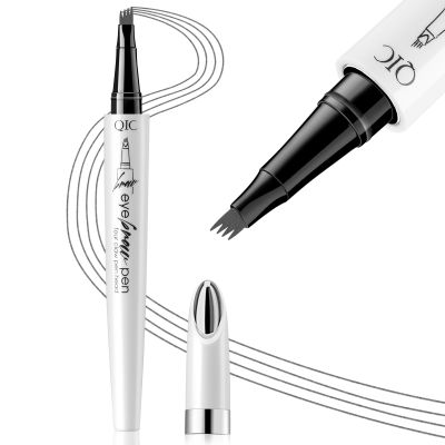 Atnadov Eyebrow Pen Waterproof Eyebrow Pencil Natural Simulation Eyebrow Pencil for women's professional makeup with 4 Fork Tip for Natural-Looking Hair-Like Defined Brows, Last All-Day (Gray)