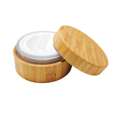 30ml /1oz Empty Bamboo Loose Powder Container Jar Portable Make up Cosmetic Loose Powder Foundation Box Case Holder with Powder Puff and Sifter Lid