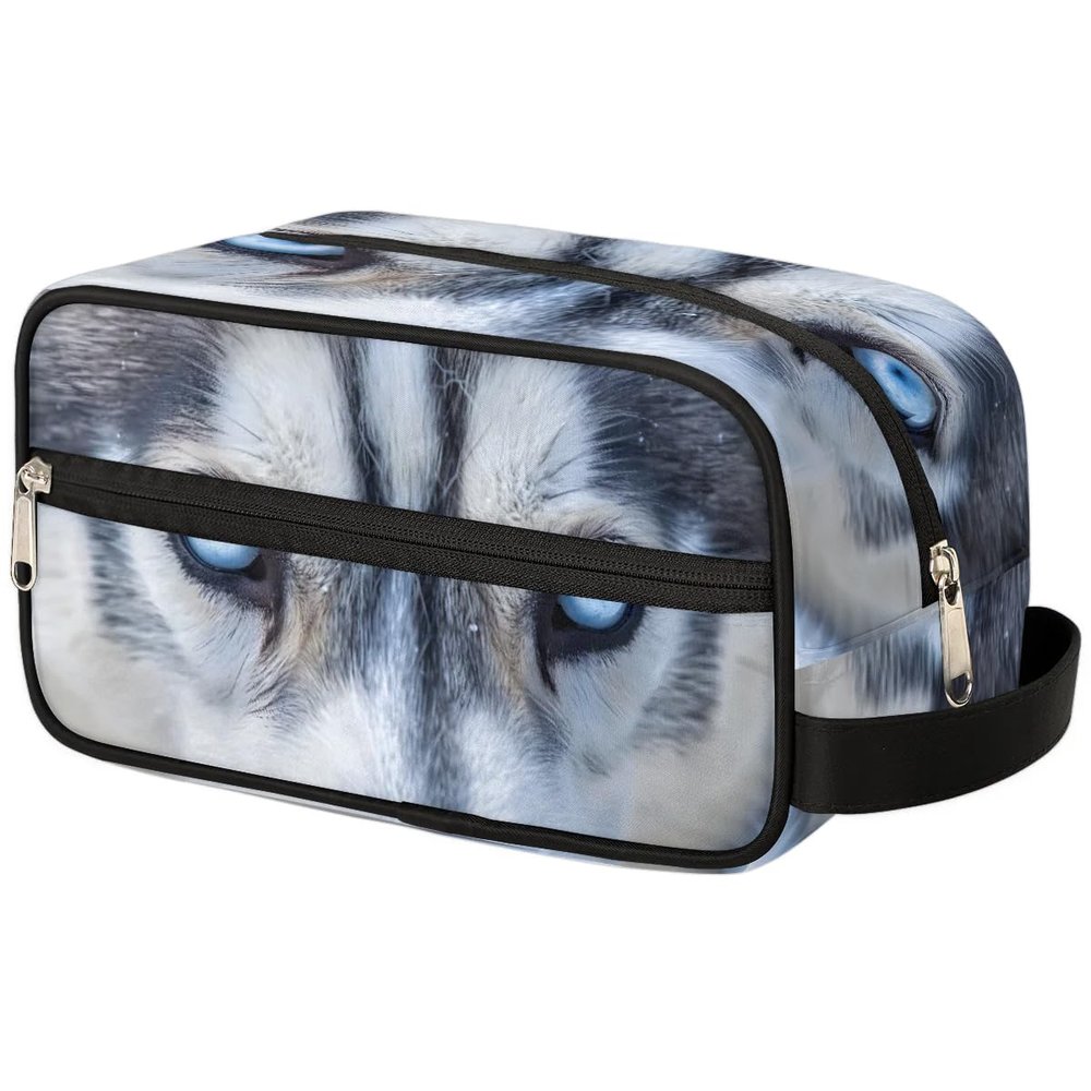 oooJHooo Travel Toiletry Bag for Adult Kids, Wolf Eye Print Waterproof Shaving Bag Organizer for Toiletries Accessories, Large Capacity Dopp Kit Wash Bag for Cosmetics Brushes Tools,A-2289