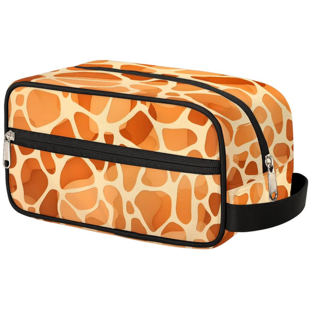 oooJHooo Travel Toiletry Bag for Adult Kids, Giraffe Skin Printing Waterproof Shaving Bag Organizer for Toiletries Accessories, Large Capacity Dopp Kit Wash Bag for Cosmetics Brushes Tools,A-1317
