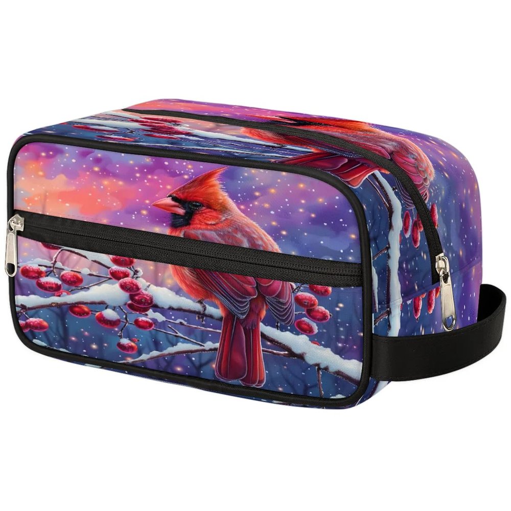 oooJHooo Travel Toiletry Bag for Adult Kids, Cardinal Berries Waterproof Shaving Bag Organizer for Toiletries Accessories, Large Capacity Dopp Kit Wash Bag for Cosmetics Brushes Tools,A-530