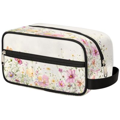 oooJHooo Travel Toiletry Bag for Adult Kids, Watercolor Flower Waterproof Shaving Bag Organizer for Toiletries Accessories, Large Capacity Dopp Kit Wash Bag for Cosmetics Brushes Tools,A-2032