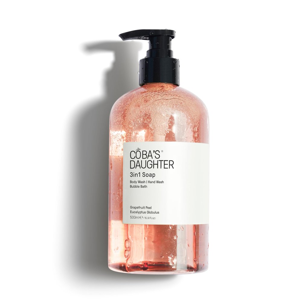 COBA'S DAUGHTER Grapefruit Peel & Eucalyptus Globulus 3-in-1 Soap | Body Wash, Bubble Bath, Shampoo | Cleanse, Nourish & Soften Skin with Inulin & Seaweed Extract | (16.9oz)