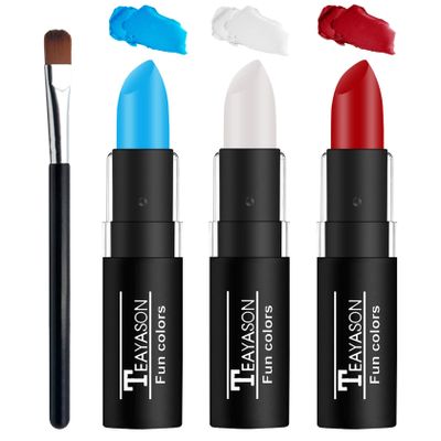 LZXLUKGIR Red White and Blue Face Paint Sticks Professional Eye Black Baseball Football Softball,Cream Blendable Body Paint for Halloween Zombie Vampire MakeupBlue/White/Red Face Paint Sticks)