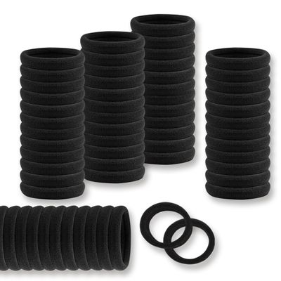 100PCS Hair Ties no Damage - Black Rubber Bands for Hair, Elastics Hair Bands for Thick & Curly Hair, Ponytail Holders(4cm Diameter)