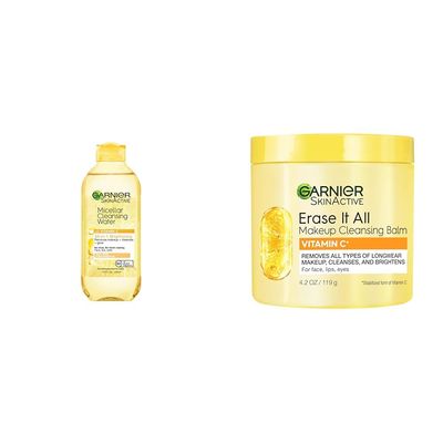 Garnier Micellar Water + Erase It All Makeup Cleansing Balm with Vitamin C, Facial Cleanser & Makeup Remover, Brightening & Hydrating, For All Skin Types, Vegan, Cruelty Free, 13.5 Fl Oz + 4.2 Fl Oz