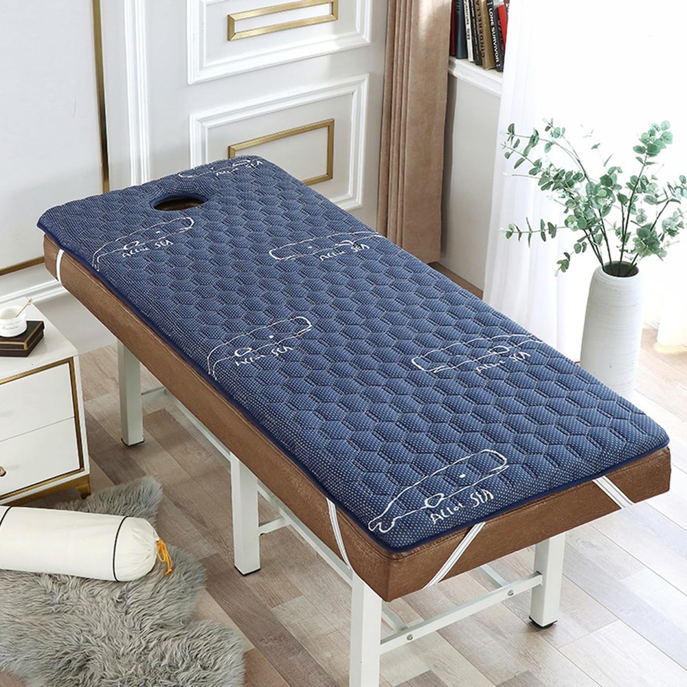 LDLCYCN Latex Memory Foam Mattress Topper for Massage Table Beauty Salon Lash Bed Topper Spa Bed Cushion with Face Hole Massage Accessories Protective Pad Thicken,F/4cm,180 * 60cm(s)