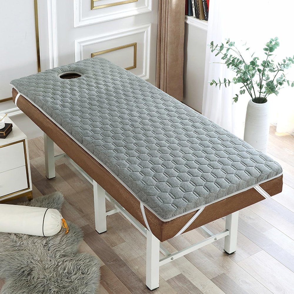 LDLCYCN Latex Memory Foam Mattress Topper for Massage Table Beauty Salon Lash Bed Topper Spa Bed Cushion with Face Hole Massage Accessories Protective Pad Thicken,C/4cm,180 * 70cm(r)