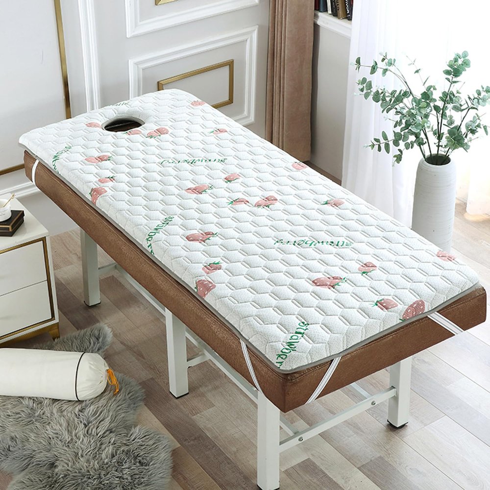 LDLCYCN Latex Memory Foam Mattress Topper for Massage Table Beauty Salon Lash Bed Topper Spa Bed Cushion with Face Hole Massage Accessories Protective Pad Thicken,A/4cm,190 * 75cm(r)