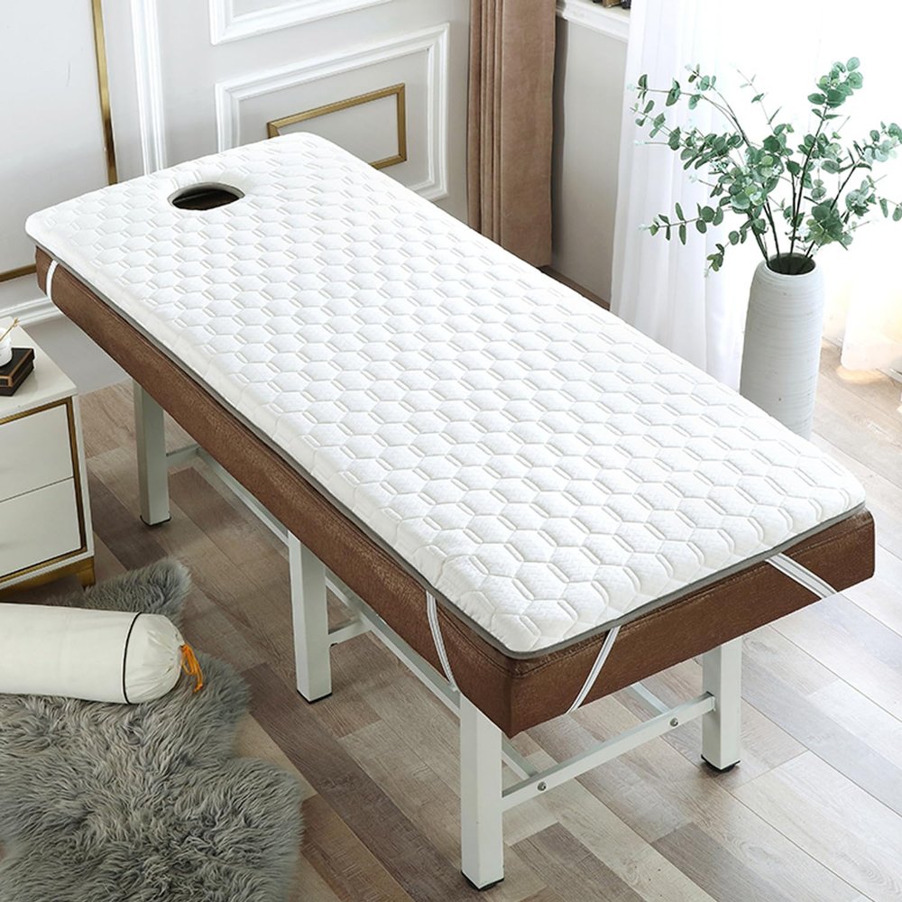 LDLCYCN Latex Memory Foam Mattress Topper for Massage Table Beauty Salon Lash Bed Topper Spa Bed Cushion with Face Hole Massage Accessories Protective Pad Thicken,D/4cm,190 * 75cm(r)
