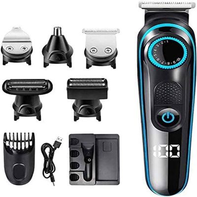 YQYBF Electric Razor for Men, 6 in 1 Rechargeable Waterproof IPX7 Electric Shaver, Electric Shaver with Precision Trimmer, Hair Clippers,Rechargeable, Wet & Dry Shaver with Easy Clean