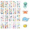 20 Sheets Ocean Temporary Tattoos, More than 210 Styles Marine Creature Cartoon Tattoos Sticker Waterproof Glitter Ocean Sea Animals Temporary Under the Sea Tattoos for Kid Beach Party Decorations view 1