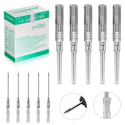 WZPB 16G Catheter Piercing Needles - 50 Pcs Ear Nose Piercing Needles IV Piercing Catheter Needles for Lip Tongue Belly Navel Nipple Cartilage Piercing Kit