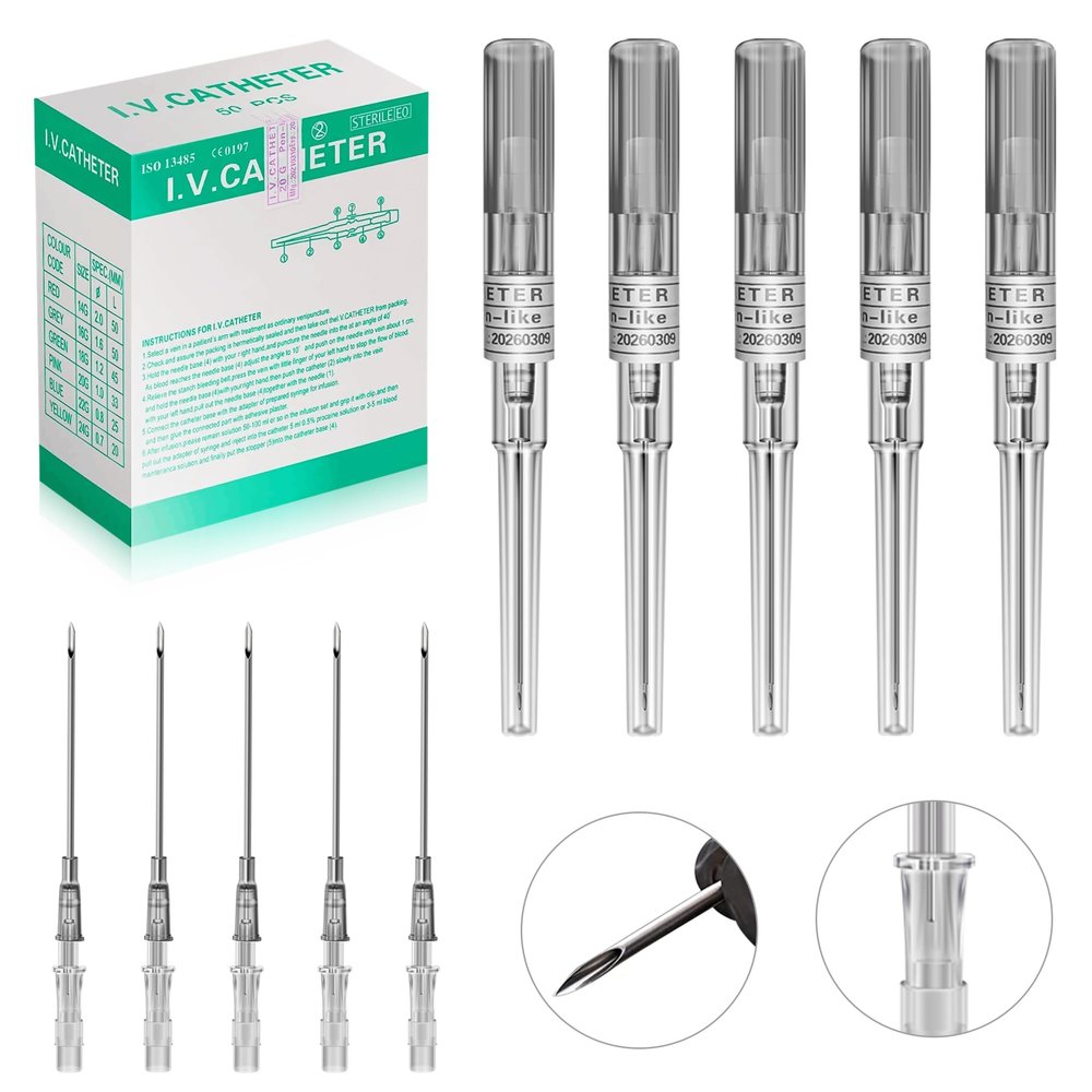 WZPB 16G Catheter Piercing Needles - 50 Pcs Ear Nose Piercing Needles IV Piercing Catheter Needles for Lip Tongue Belly Navel Nipple Cartilage Piercing Kit