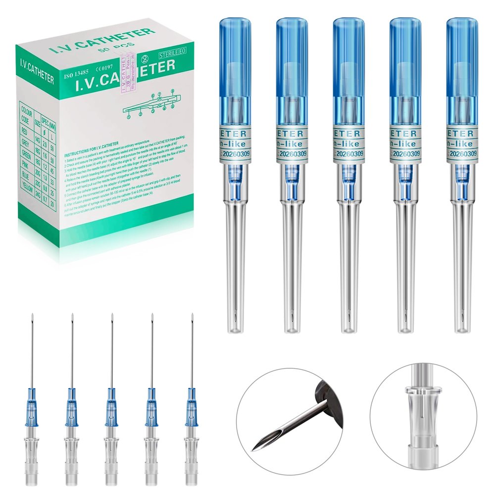 WZPB 22G Catheter Piercing - 50 Pcs Ear Nose Piercing IV Piercing Catheter for Lip Tongue Belly Navel Nipple Cartilage Piercing Kit