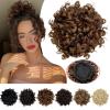 MINGATEC Messy Bun Hair Piece, Curly Hair Bun, Synthetic Clip in Hair Extensions Ponytail, Elastic Drawstring Loose Wave Short Curly Hair Buns, Ponytail Extensions for Women Girls(Light Auburn Brown) view 1